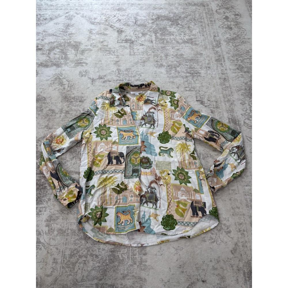 Jane & Delancey Women's Large Asian Long Sleeve Roll‎ Tab Long Sleeve Top Resort